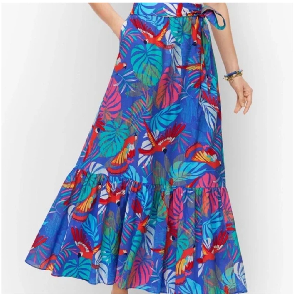 Talbots Blue Pink Tiered Maxi Skirt Resort worn once
